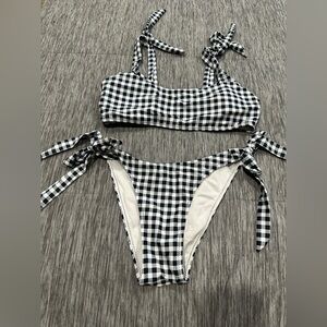 Black and white checkered bathing suit